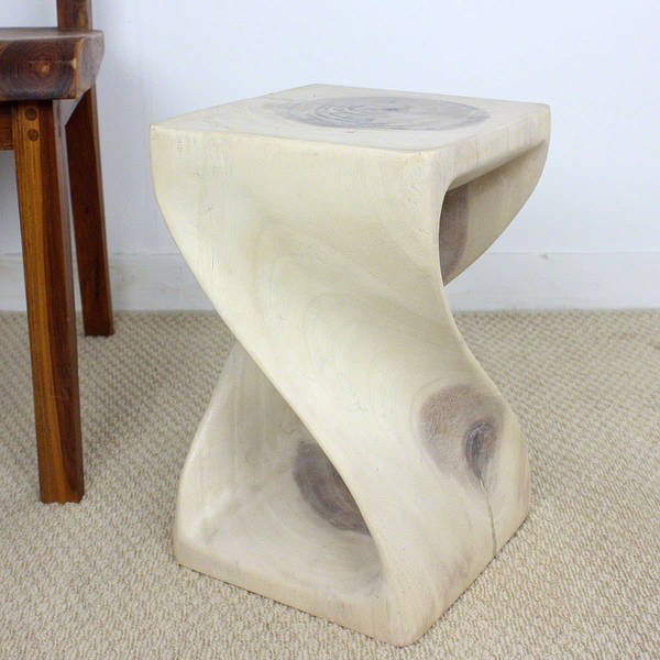 Haussmann? Original Wood Twist Stool 10 X 10 X 16 In High White Oil - 10 x 10 x 16