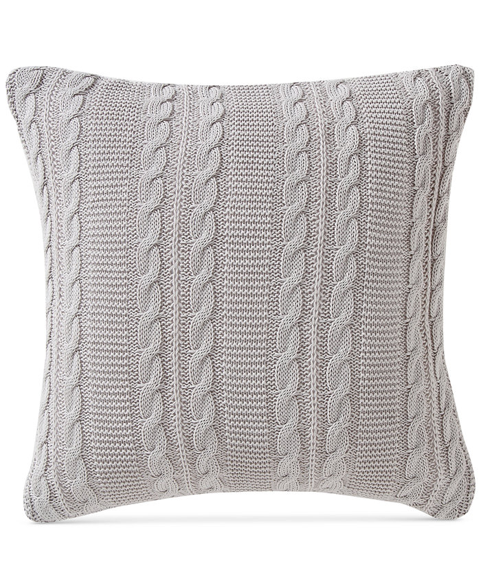 VCNY Home Dublin Cable Knit Cotton Decorative Pillow， 18 x 18