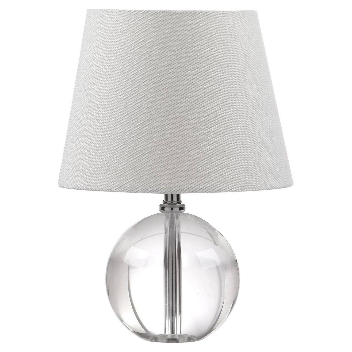 Safavieh Mable 14 in. H Crystal Globe Table Lamp， Clear/White Shade