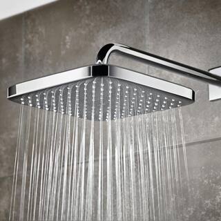 GROHE Tempesta 1-Spray Patterns with 1.75 GPM 10 in. H Cube Wall Mount Rain Fixed Shower Head in StarLight Chrome 26718000