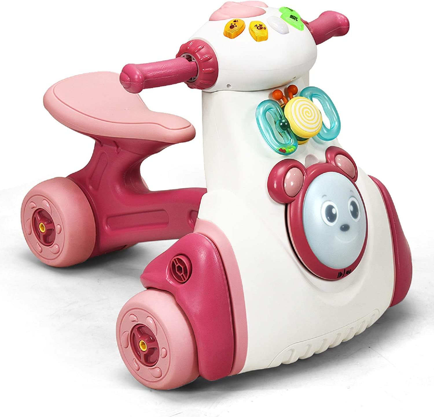 BABY JOY Baby Balance Bike, No Pedal Toddler Walker w/Light, Music, Game Panel