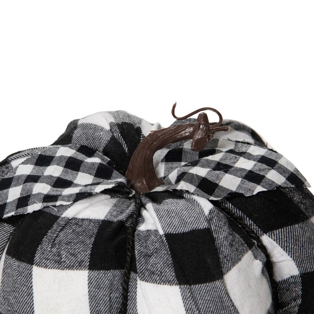 Black And White Buffalo Plaid Fall Harvest Tabletop Pumpkin