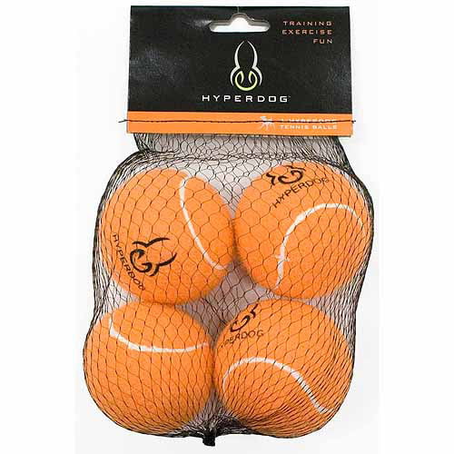 Hyper Pet Tennis Balls， Dog Fetch Toys， Grade A Rubber Ball， Orange， 4 Count