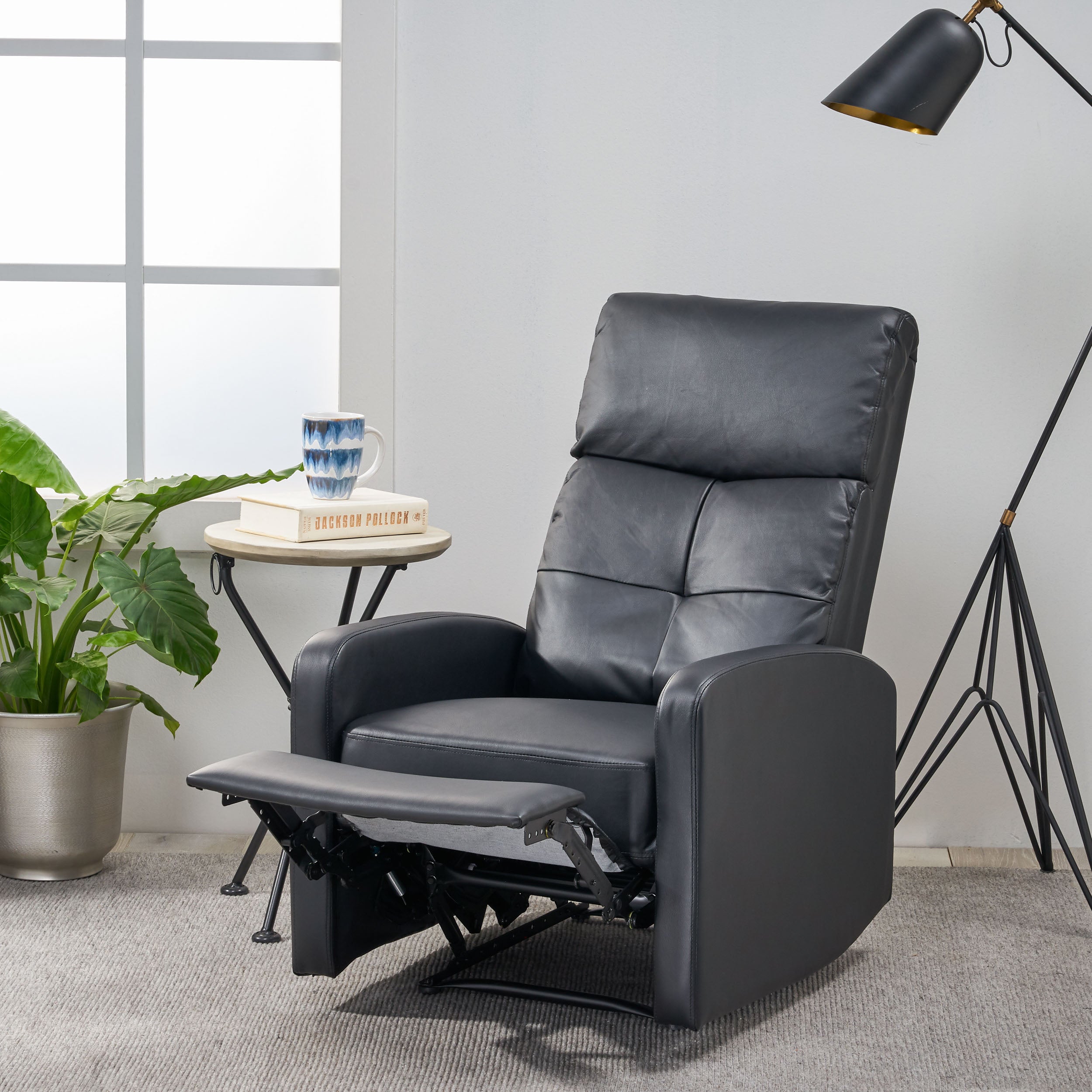 Teyana Contemporary Pillow Top Leather Recliner