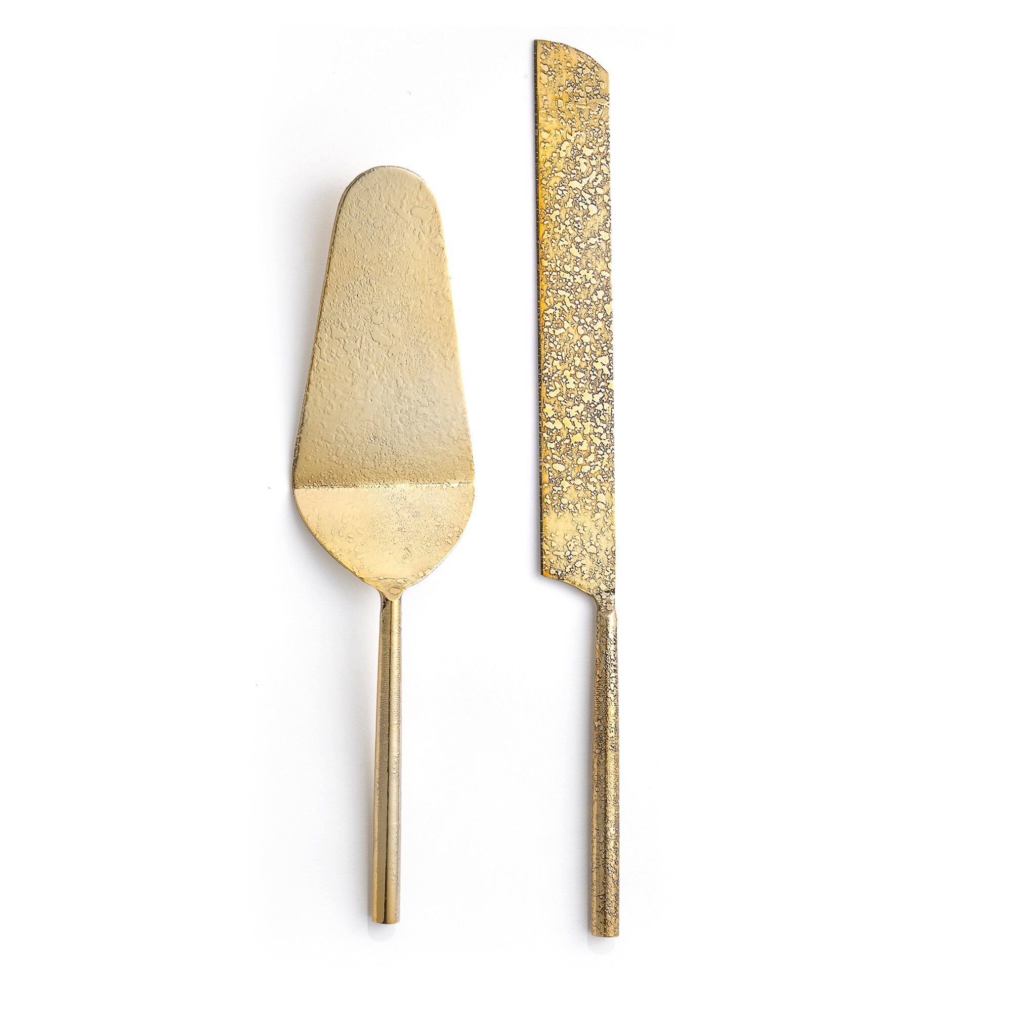 2-Piece Tube Gold Cake Serving Set