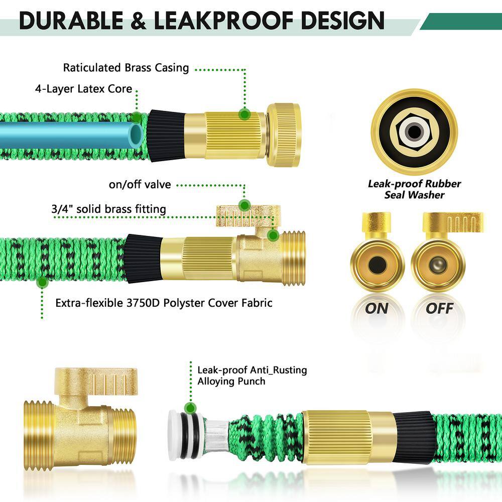 WeGuard 100 ft. Expandable Garden Hose Flexible Water Hose with 10 Function Nozzle Garden Water Hose 341000121