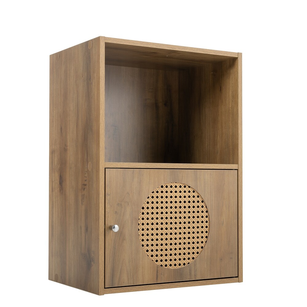 Rustic Rattan Cabinet with 1 Door in Brown