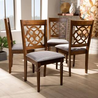 Baxton Studio Lylah Grey and Walnut Fabric Dining Chair (Set of 4) 167-9876-HD