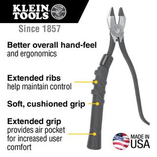 Klein Tools Slim-Head Ironworker's Pliers Comfort Grip Aggressive Knurl 9-Inch M2017CSTA