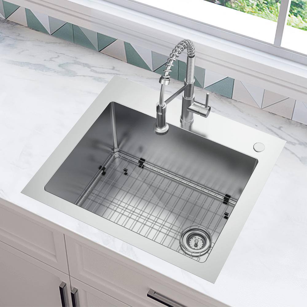 Glacier Bay All-in-One Drop-InUndermount Stainless Steel 25 in. Kitchen Sink VDR2522A1SA1