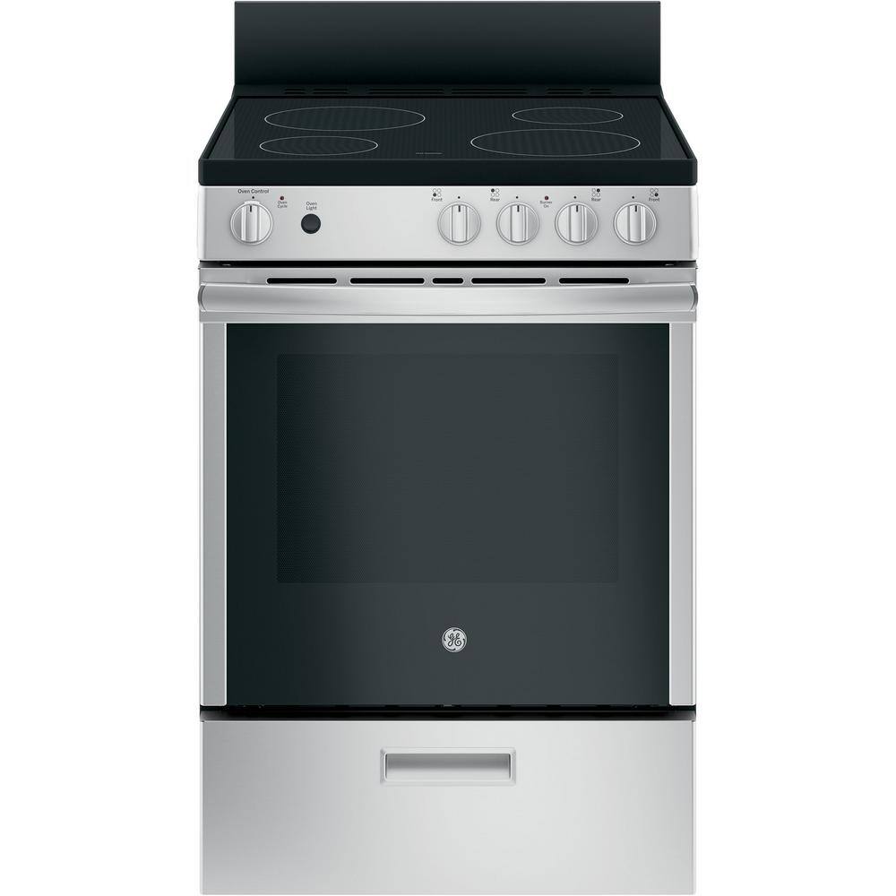 GE 24 in. 2.9 cu. ft. Element Freestanding Electric Range in Stainless Steel JAS640RMSS