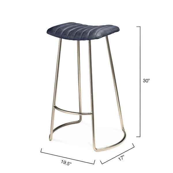 Alden Décor Logan Leather Bar Stool， Grey