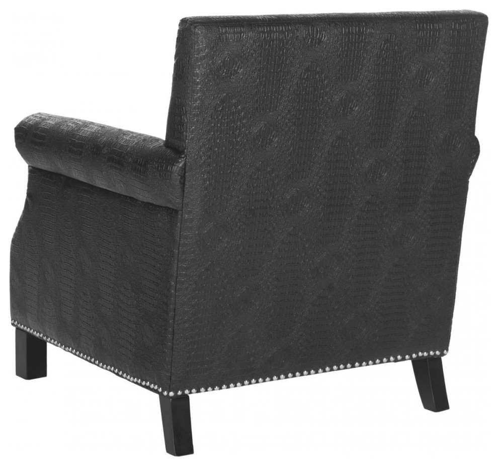 Jennifer Club Chair Silver Nail Heads Black   Transitional   Armchairs And Accent Chairs   by Peachtree Fine Furniture  Houzz