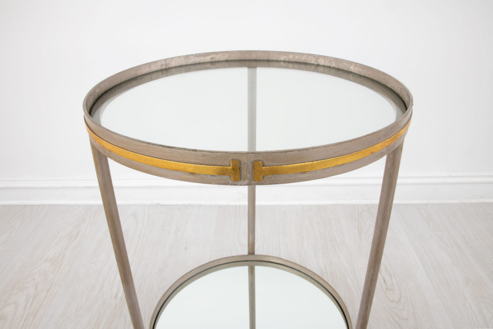 Vada Champagne  ampGold Side Table   Transitional   Side Tables And End Tables   by Peachtree Fine Furniture  Houzz