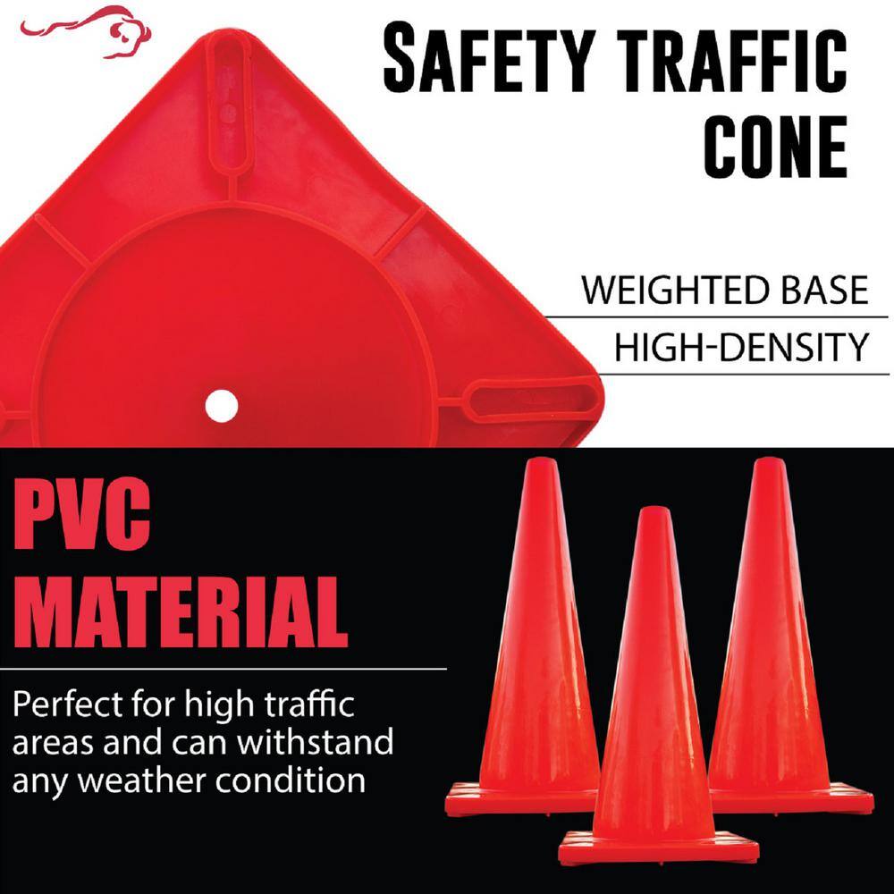 Safe Handler 28 in. Orange PVC Traffic Safety Cone 6-Pack High Visibility BLSH-28CONE-O-6