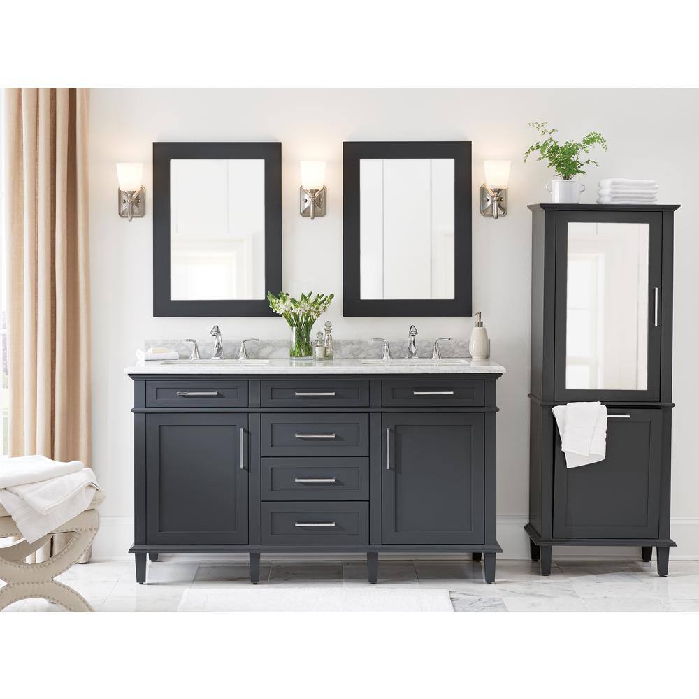 Home Decorators Collection Sonoma 22 in. W x 30 in. H Framed Rectangular Bathroom Vanity Mirror in Dark Charcoal 8106500270