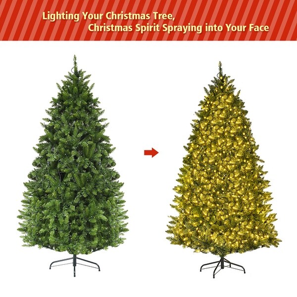 Gymax 6ft Prelit LED Light Christmas Fir Tree w/8 Flash Modes Patio