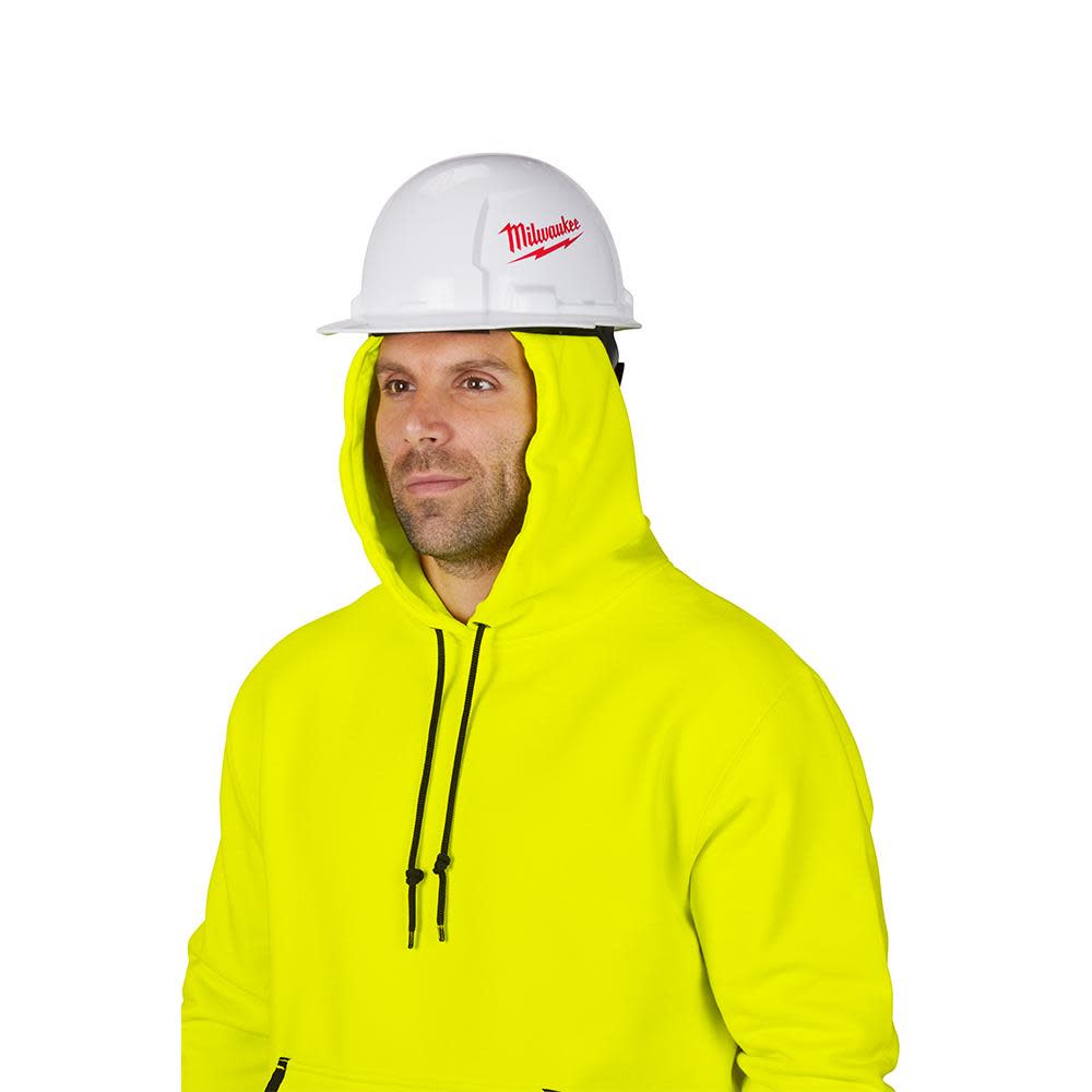 Heavy Duty Hi Vis Yellow Pullover Hoodie ; Small ;