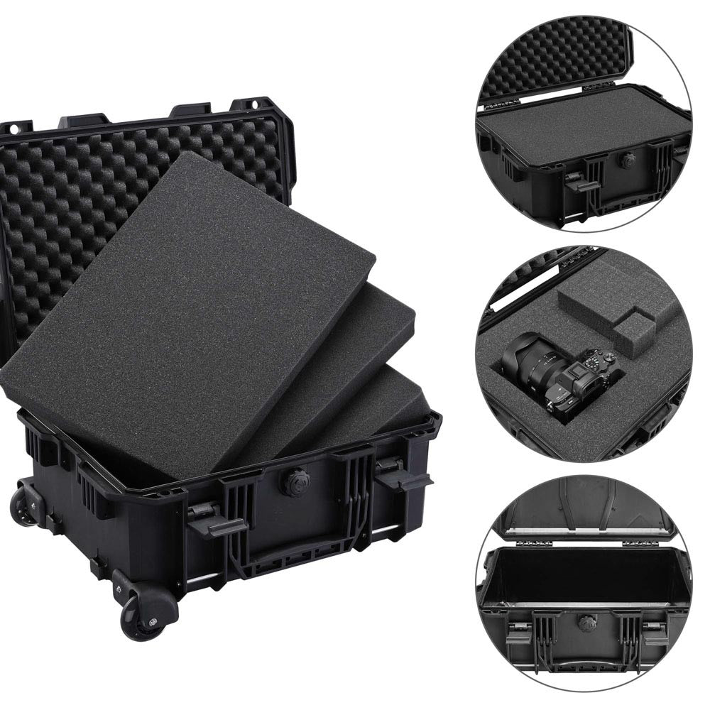 Yescom Waterproof DSLR Camera Case with Wheels Backpack & Foam