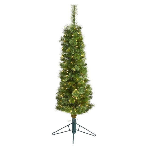 Nearly Natural 4' Green Pencil Prelit Led Multifunction Light Artificial Christmas Tree