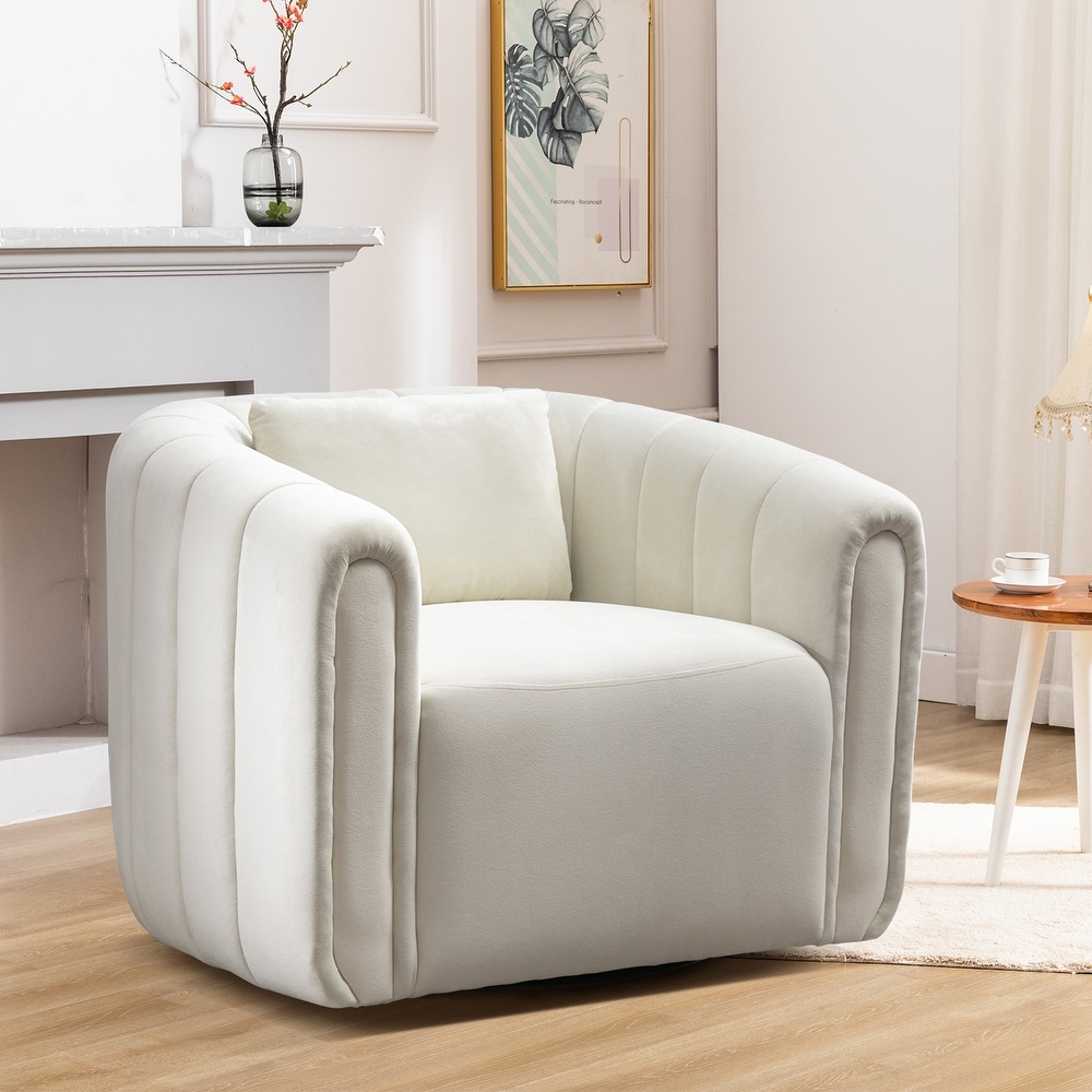 Swivel Accent Chair with Plump Pillow for Living Room and Bedroom