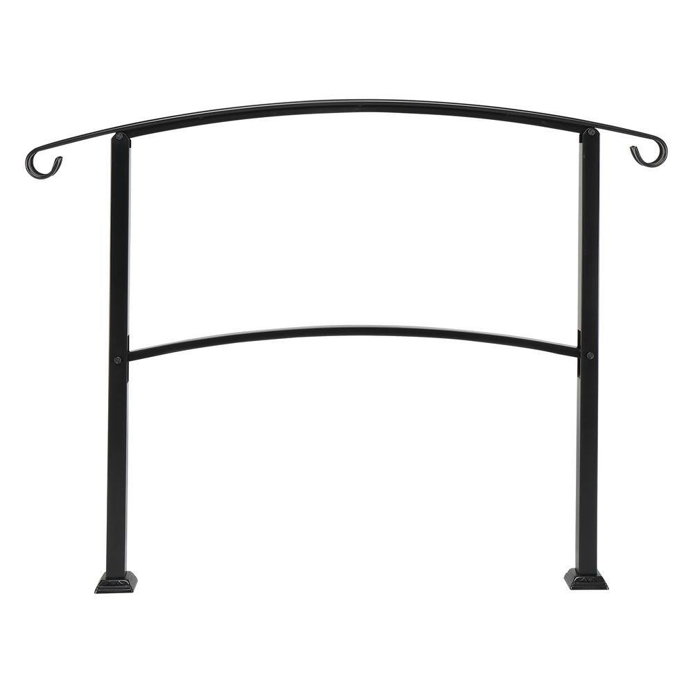 Karl home 37.2 in. H x 54.7 in. W Adjustable Black Wrought Iron Handrail 634697403358