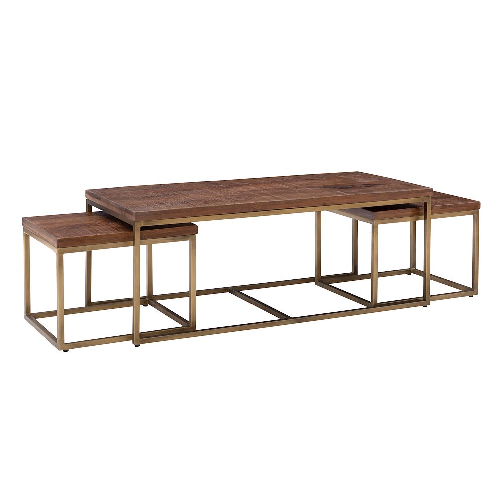 Linon Ellery Gold Finish Coffee Table and End Table 2-piece Set