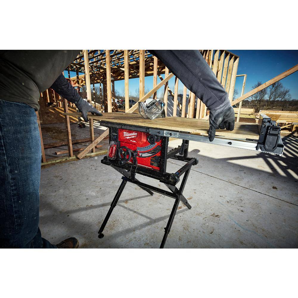 MW M18 FUEL ONE-KEY 18-Volt Lithium-Ion Brushless Cordless 8-14 in. Table Saw with Stand and 10 in. Miter Saw with Stand 2736-20-2734-20-48-08-0561-48-08-0551