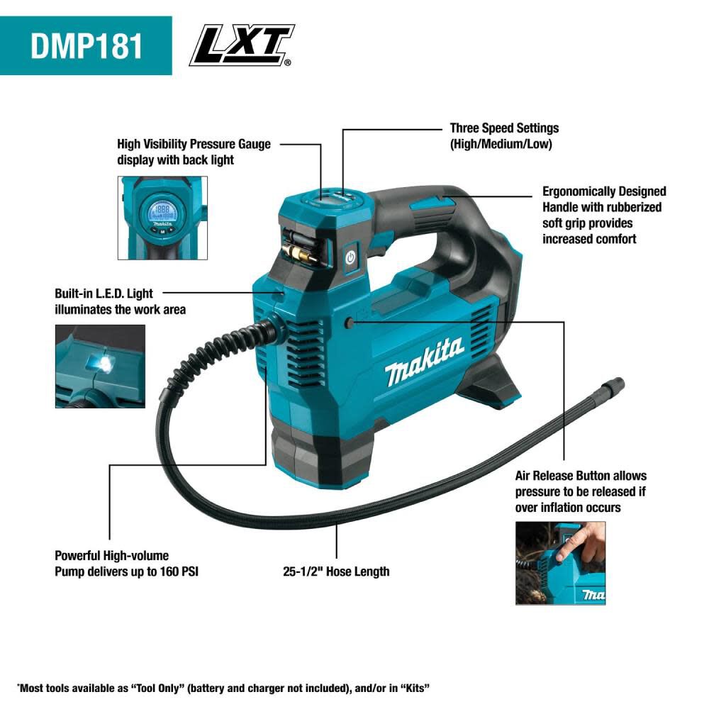 Makita 18V LXT High-Pressure Inflator Kit DMP181SYX from Makita