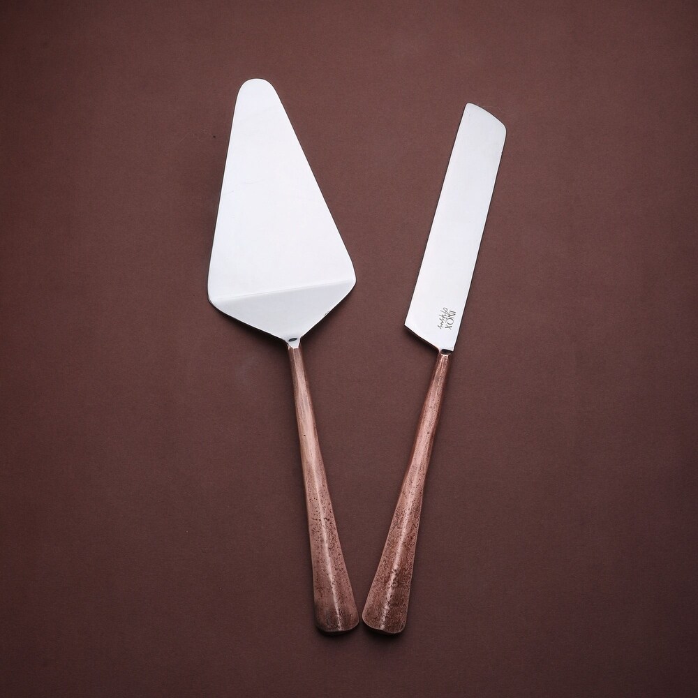 Ridge Copper Antique Cake Server Set