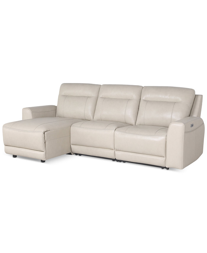 Macy's CLOSEOUT! Blairemoore 3-Pc. Leather Sofa with Power Chaise and 1 Power Recliner