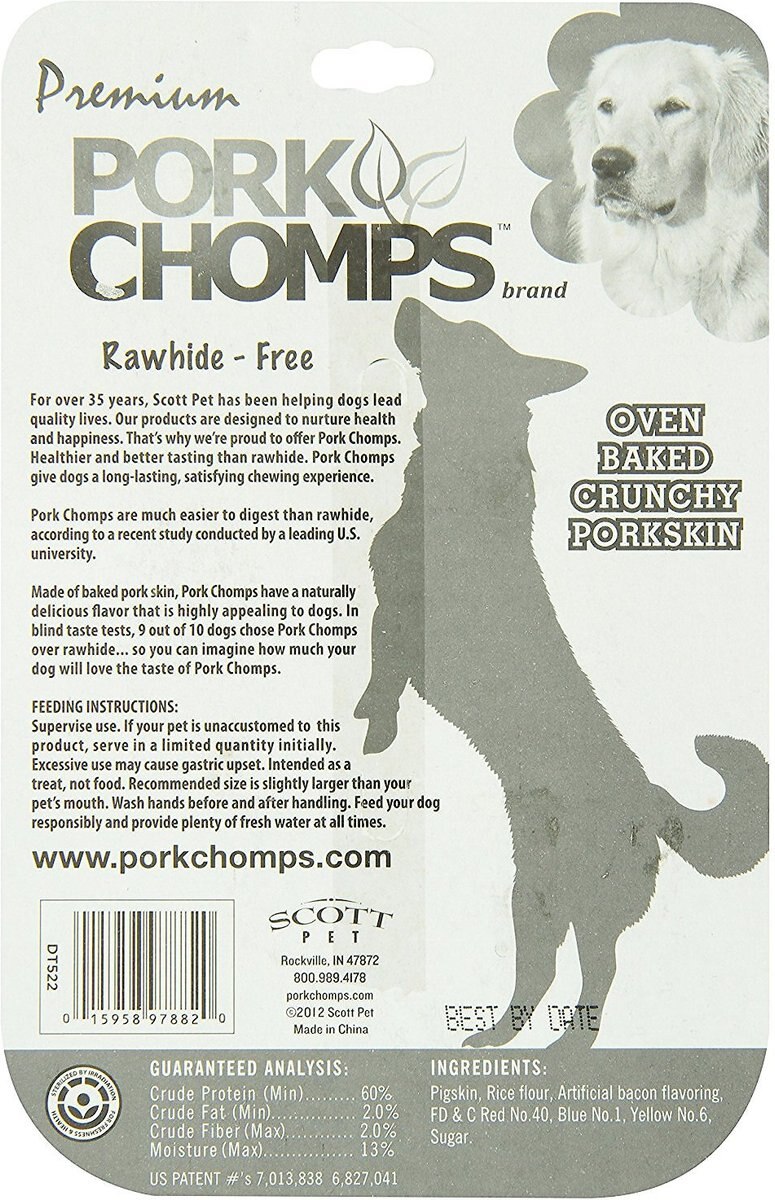 Premium Pork Chomps Bacon Flavor Crunchy Bone Dog Treats