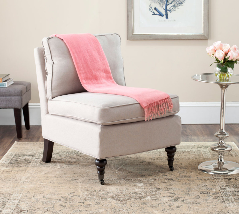 Dan Slipper Chair Taupe   Traditional   Armchairs And Accent Chairs   by V.S.D Furniture  Houzz