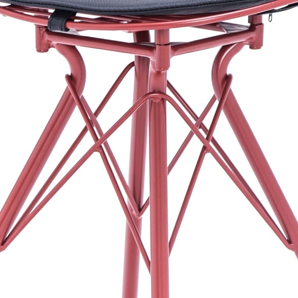 Industrial Metal Faux Leather and Wood 24-Inch Barstool Set of 2