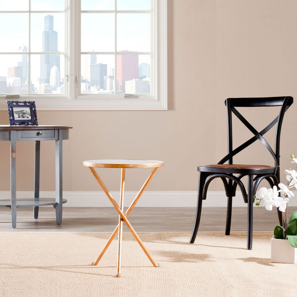 Richard Gold Foil Round Top Accent Table  White/Gold   Midcentury   Side Tables And End Tables   by Rustic Home Furniture Deco  Houzz