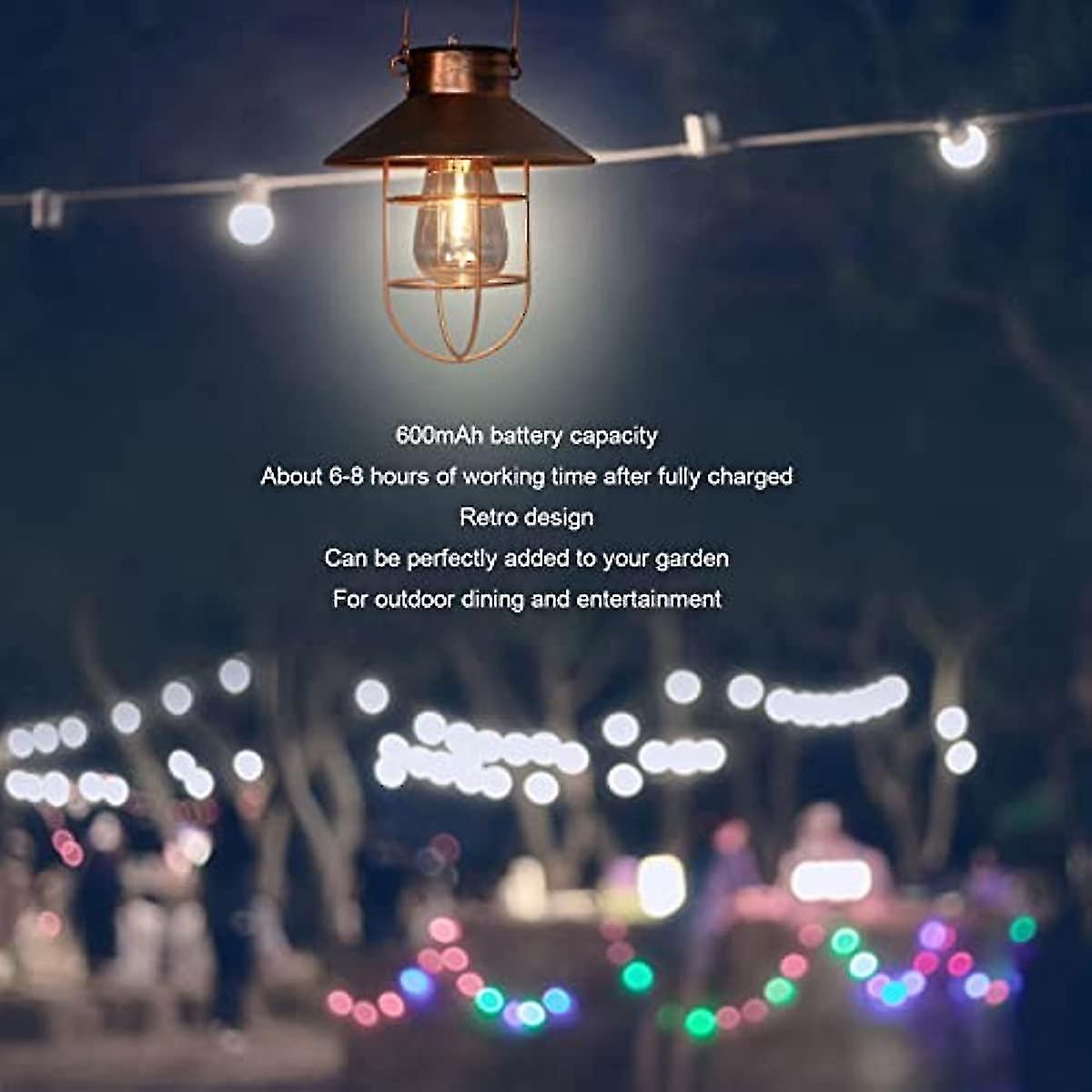 Camidy Solar Lantern Outdoor Hanging Solar Lights Lawn Garden Light Metal Waterproof Solar Outdoor Lights Led Bulbs Decorative Wall Lantern For Gar