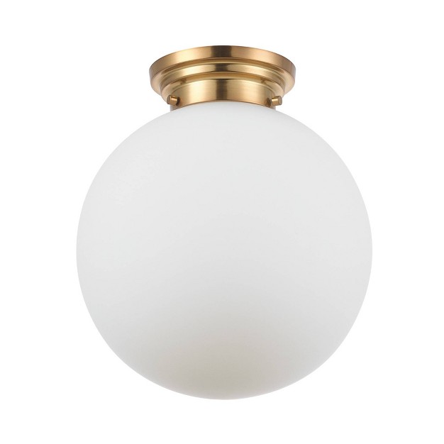 Portland 1 light Matte Brass Semi flush Mount Ceiling Lighting With Opal Glass Shade Globe Electric