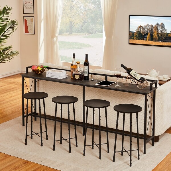 Console Table with 2 Outlet and 2 USB Ports，Entryway Table Narrow Charging Station Sofa Table