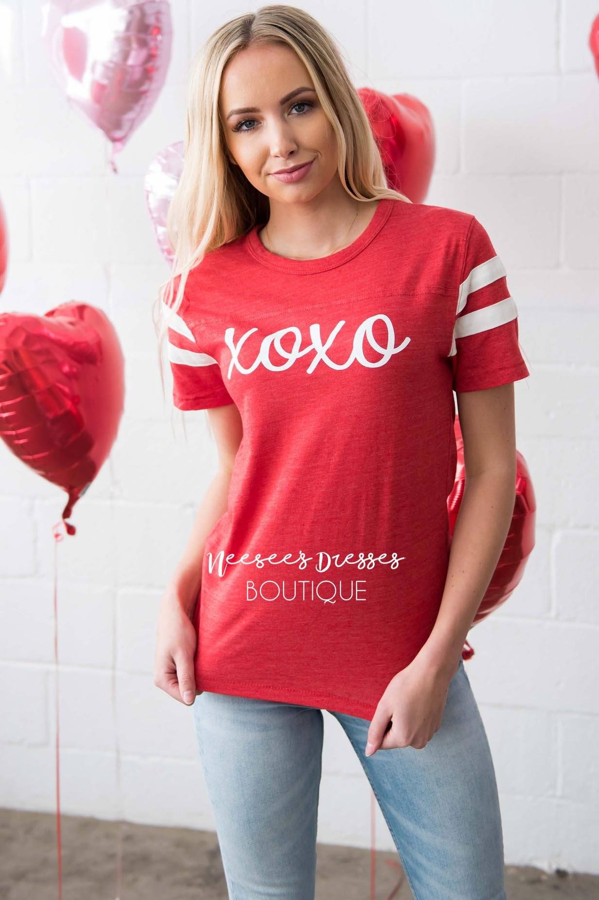 XOXO Vintage Striped Sleeve Tee