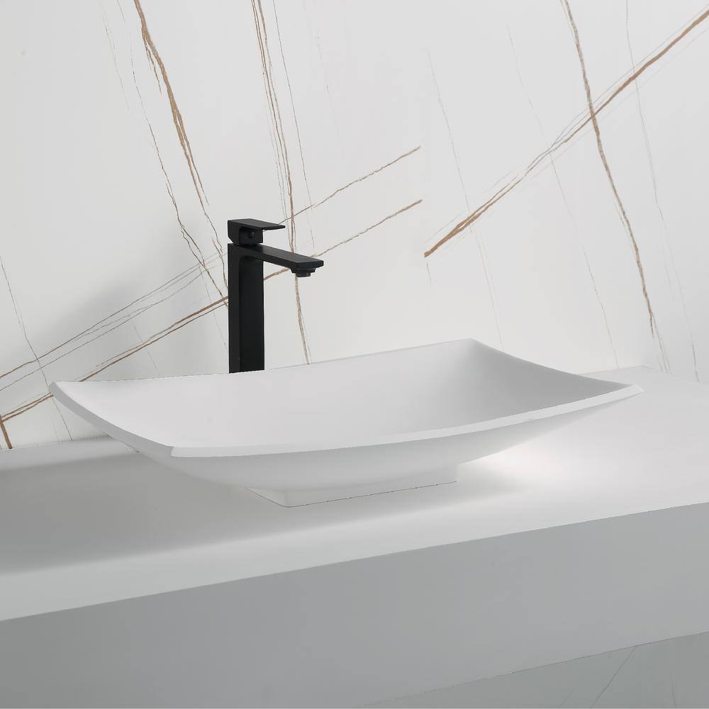 Karran Quattro 25 in. Matte White Acrylic Rectangular Vessel Sink QM170WH