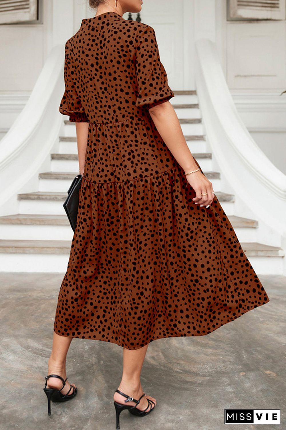 Polka Dot V-neck Dress Wholesale