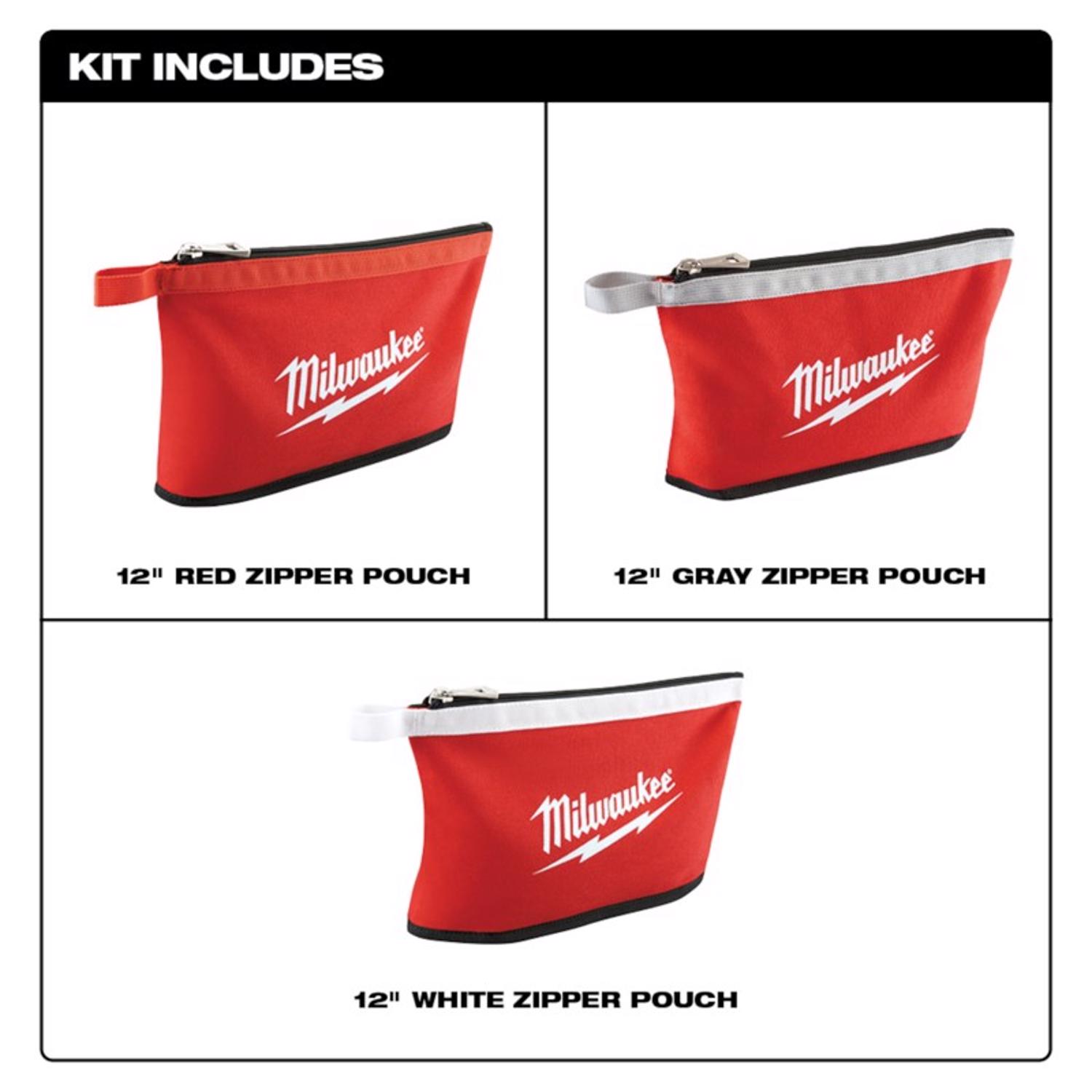 MW 0.75 in. W X 8 in. H Canvas Tool Pouch Red 3 pc