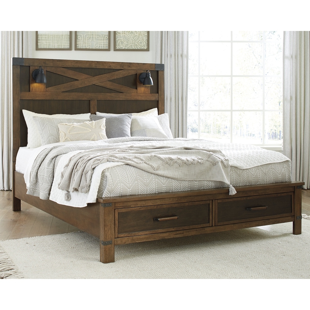 Signature Design by Ashley Wyattfield Brown Panel Bed with Storage