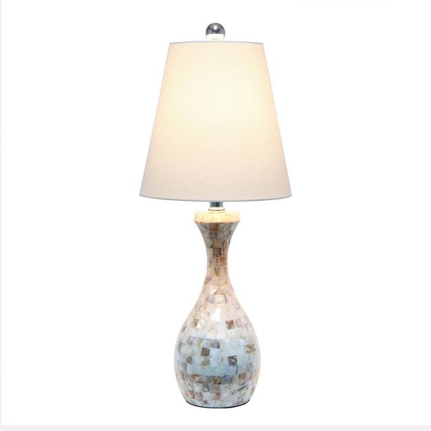 Malibu Curved Mosaic Seashell Table Lamp With Accents White Lalia Home