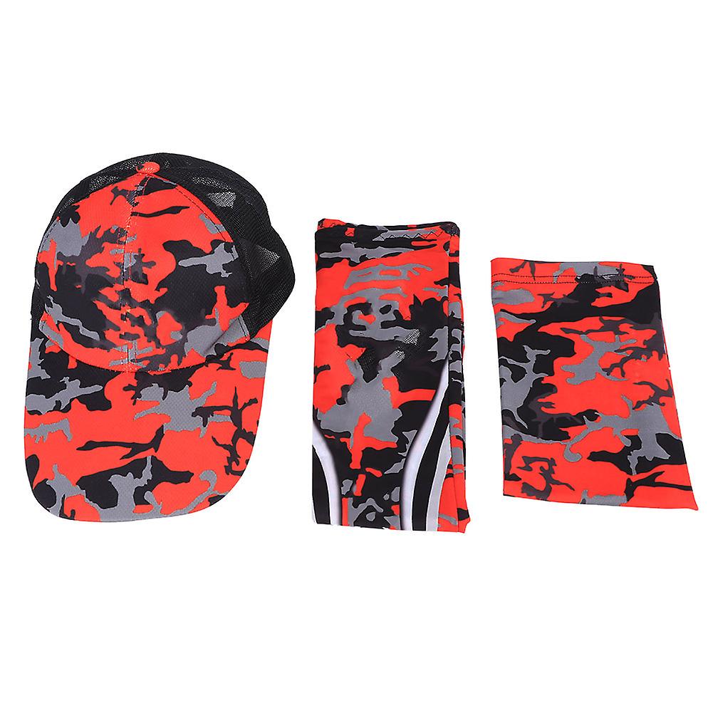 Outdoor Arm Sleeve Absorb Sweat Quickdry Sunscreen Breathable Hat For Cycling Fishingcamouflage Red