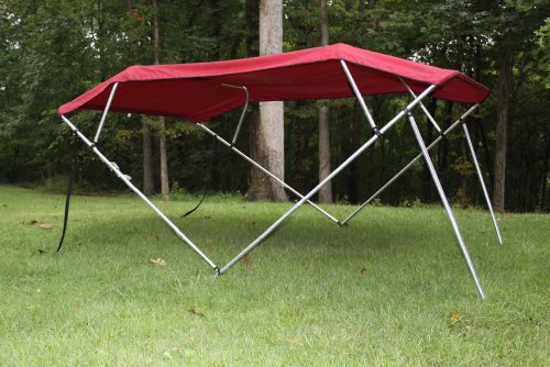 Burgundy Pontoon / Deck Boat Vortex 4 Bow Bimini Top 8' Long， 91-96