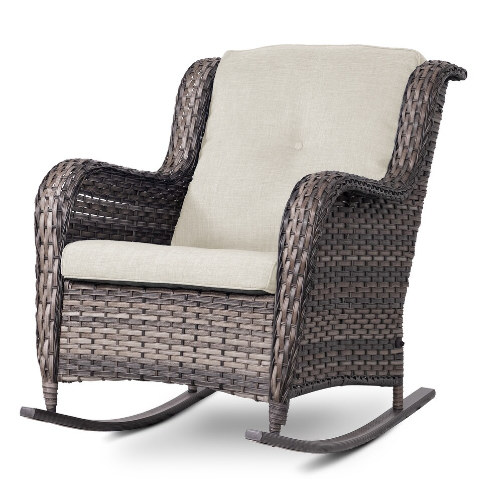 Cozywor Outdoor Wicker Rattan Swivel Rocking Chair