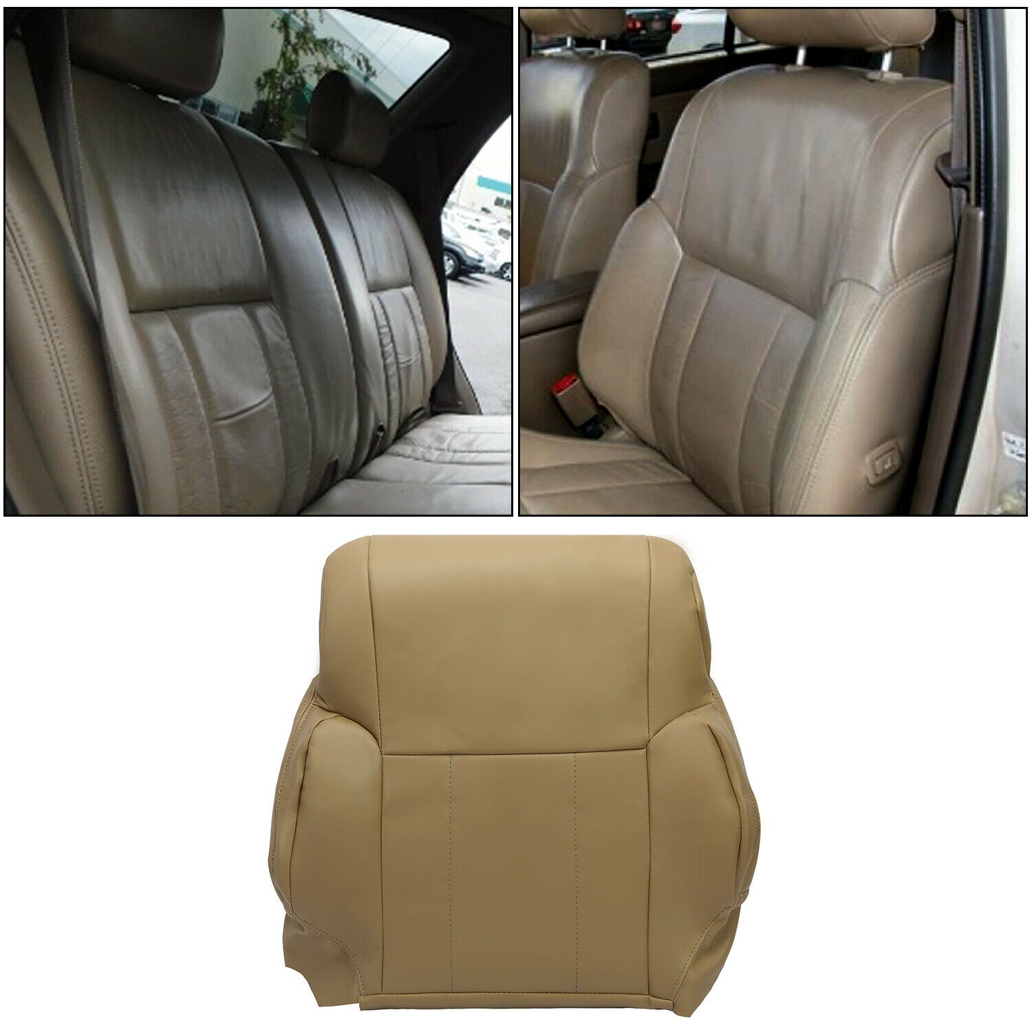 For 1996-02 Toyota 4Runner Driver Top Upper lean back Leather Seat Cover OAK Tan