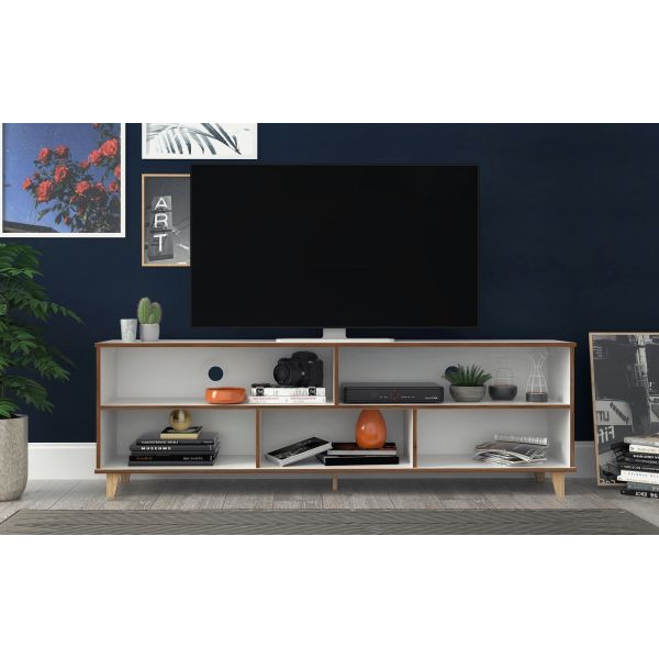 Warren 70.87 TV Stand in White and Oak