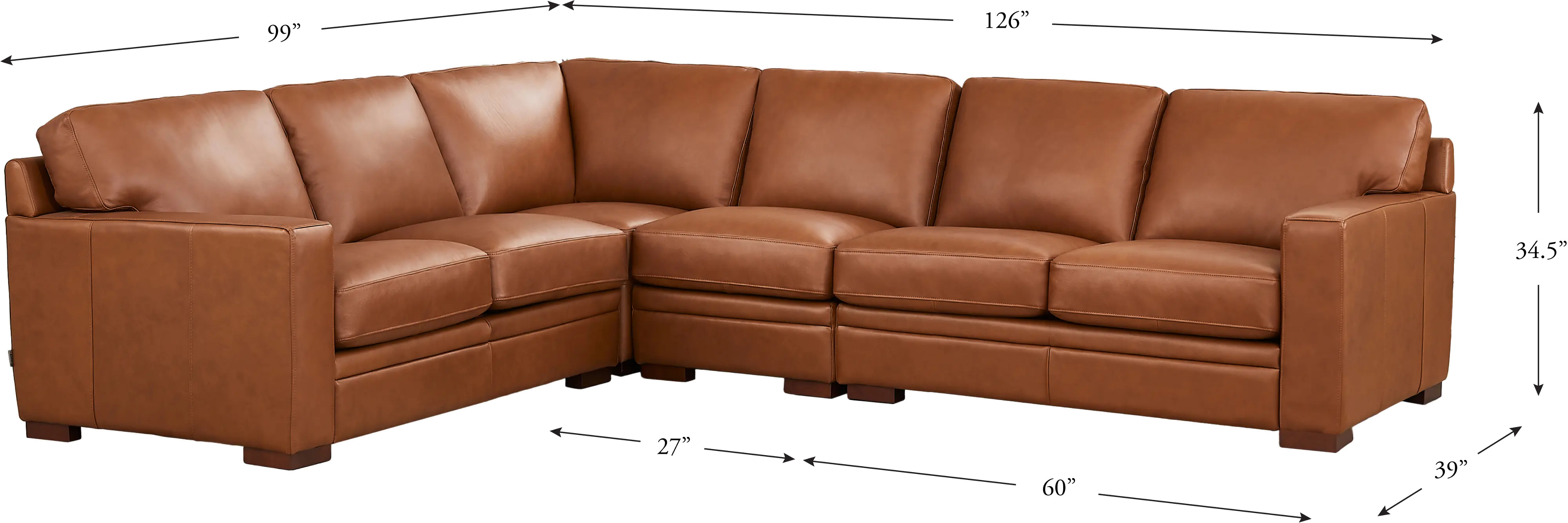 Chatsworth Brown Leather 4 Piece Sectional